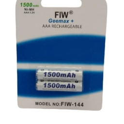 FIW AAA 1.2v 1500 mAh High Capacity Ni-MH Rechargeable Small Pencil Cell for Remote Toys Mouse Pack of 2