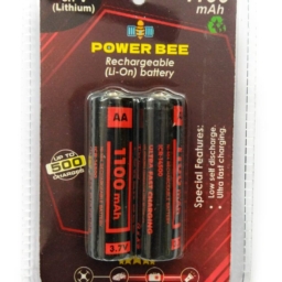 Power Bee Buttontop AA 3.7v 1100mAh Rechargeable (Li-On) Powerful Battery (Pack of 2), Ideal for Trimmer, Remote, Toys, Clock, Camara, Torch