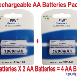 FIW AA 1.2v 1800 mAh High Capacity Ni-MH Rechargeable Small Pencil Cell for Remote Toys Mouse Pack of 4 1800mah