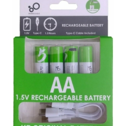 SMARTOOOLS USB Rechargeable AA Batteries, 1.5V 2600mAh, USB Type-C Charging Cable, High Capacity,1200 Cycles, Over-Charge Protection, All-Purpose Battery with 4-in-1 Charging Cable (PACK of 4)