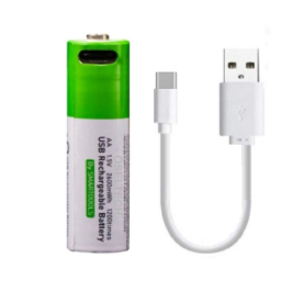 SMARTOOOLS USB Rechargeable AA Batteries, 1.5V 2600mAh, USB Type-C Charging Cable, High Capacity,1200 Cycles, Over-Charge Protection, All-Purpose Battery with 4-in-1 Charging Cable PACK of 1