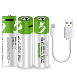 SMARTOOOLS USB Rechargeable AA Batteries, 1.5V 2600mAh, USB Type-C Charging Cable, High Capacity,1200 Cycles, Over-Charge Protection, All-Purpose Battery with 4-in-1 Charging Cable PACK of 3