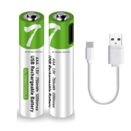 SMARTOOOLS Rechargeable AAA Batteries, 1.5V 750mWh, USB Type-C Charging Cable, High Capacity, Fast Charge, 1200 Cycles, Over-Charge Protection Pack of 2