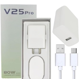 New Fast Charger 80W Combo Compatible with Vivo Y35,V25 5G, V23 5G,V25, V23e 5G,V23 Pro 5G, Y75 4G, Y35 5G, 23e, V25e, 21e 5G (Adapter and Cable)