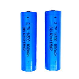 14500 Lithium ion 3.7V 1000mAh Button Top (Tip) Head AA Rechargeable Battery for Toys, Remote, Robotics, Walkman, Cordless Phone (Pack of 2) Blue