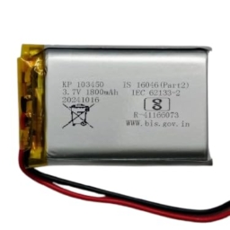 103450 3.7v 1800mAh 2pin Wire Rechargeable Battery (is 16046(Part2) IEC 62133-2 with connetor for RC Toys, Bluetooth Speaker, Drone, DIY, MP3,DVD 1800 mah