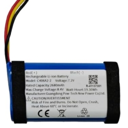 7.4V 2680mah Lithium Ion Bluetooth Speaker Battery Compatible with Marshall Emberton 1001908 1005696 C406A2-2 (7.2V) – Not Compatible with Tribit Stormbox Speaker (2680mah)