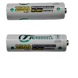 Turbocell AA Ni-MH 2500 mAh 1.5v Rechargeable Battery for Toys, Clock, Gaming Console, Torch, Remote, Trimmer etc Pack of 2 Batteries