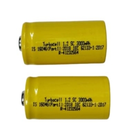 Turbocell SC Size Ni-MH Rechargeable Batteries, 1.2V 3000mAh, Pack of 2, Yellow