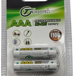 TURBOCELL AAA Rechargeable NI-MH Batteries, 1100mAh, 1.2V, Pack of 2