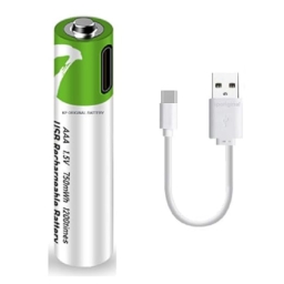 AAA Rechargeable with Type-C USB Cable 750mAh Triple A Lithium ion USB Rechargeable Type-c USB Rechargeable Battery 1.5V Direct Chargeable Battery no Charger Needed (Pack of 1)