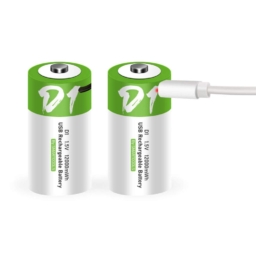 KP Original Rechargeable D Batteries 1.5V 12000Mwh USB Lithium Ion Rechargeable D Battery with USB Type C Charging Cable, Fast Charge, 1200 Cycles Constant Output, Over-Charge Protection, Pack of 2