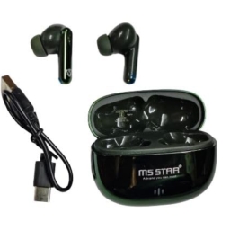 MS Star-Ember True Wireless Bluetooth 5.4 Earbuds with Mic, Touch Control, Black Charging Case, Wireless Audio Device