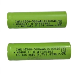 KP Compitable with hongli 14500 3.7V 500mAh Lithium ion Rechargeable Cell Battery AA/14500 (Flat TOP - Pack of 2)