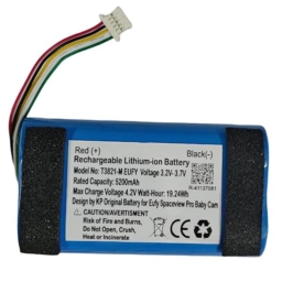 KP Original 3.7V 5200mAh Battery Replacement for Spaceview Pro Baby cam T8321-M Eufy PT18650-SP PCM5200 (5 Pin Wire)