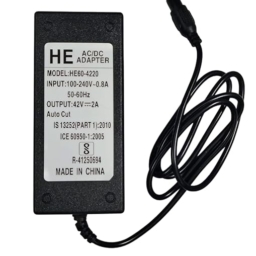 KP Original 36V Charger Output 42V 2A PowerFast Mini 3-Prong Inline Connector for 10Series Lithium Battery