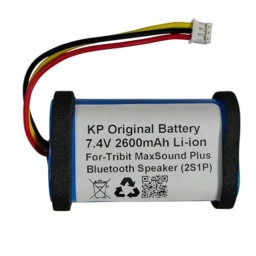 KP Original 7.4V 2600 mah Lithium Ion Bluetooth Speaker Battery Compatible with Tribit StormBox, MaxSound Plus Bluetooth Wireless Speakers (7.4V) – Not Compatible with Marshall Emberton Speaker