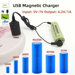 KP Original 4.2V USB Magnetic Charger for Universal 3.7V Rechargeable Lithium Battery Cell Charging Cord